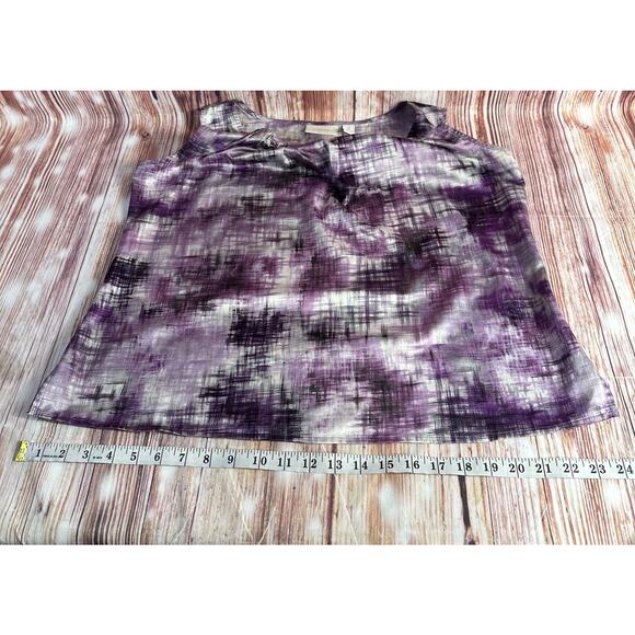 Chico's Sz 2 US 12 Large Purple Gray Scoop Neck Sleeveless Tank Top Shirt Blouse - Picture 7 of 9
